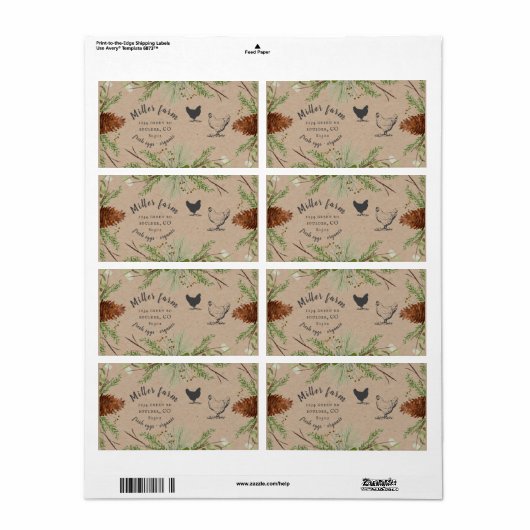 Winter groen rustiek script ei karton label (Full Sheet)