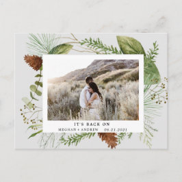 winter groen save the date foto ansichtkaart feestdagenkaart