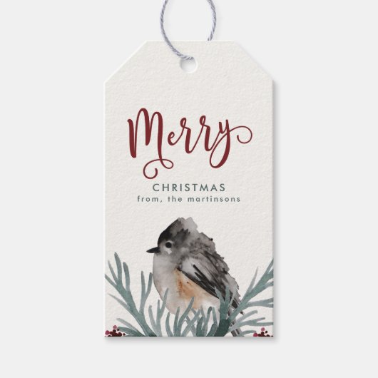 Winter groen Vrolijk script en naam kerst Cadeaulabel (Voorkant)