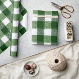 Winter Groen Wit Vakantie Gekruist Patroon Cadeaupapier