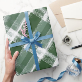 Winter Groen Wit Vakantie Kerst Plaid Patroon Cadeaupapier
