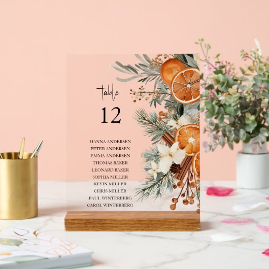 Winter groen Zitkaart Tafel boventeken Acryl Bord (Huwelijk)