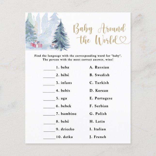 Winter groenblijvend - Baby rond de wereld spel (Voorkant)