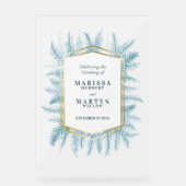 Winter groenblijvende blauwe sparren kunst bruilof acryl bord (Voorkant)