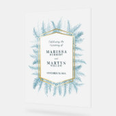 Winter groenblijvende blauwe sparren kunst bruilof acryl bord (Hoek)