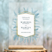 Winter groenblijvende blauwe sparren kunst bruilof acryl bord