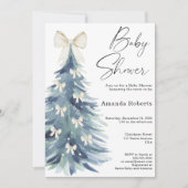 Winter groenblijvende boom met bogen baby shower kaart (Voorkant)