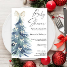 Winter groenblijvende boom met strikken baby showe