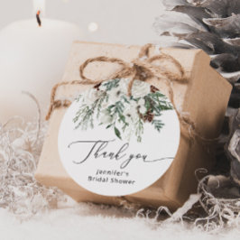 Winter groenblijvende dennenboom bruiloftsshower g bedankjes labels