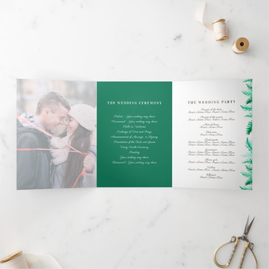 Winter groenblijvende dennenfoto winterbruiloft drieluik programma (Binnen)