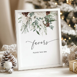 Winter groenblijvende elegante gunsten nemen een t poster