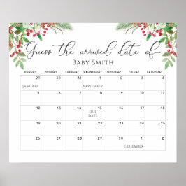 Winter groenblijvende kalender om de uitgerekende  poster