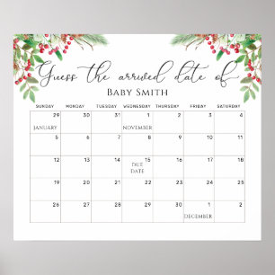 Winter groenblijvende kalender om de uitgerekende  poster