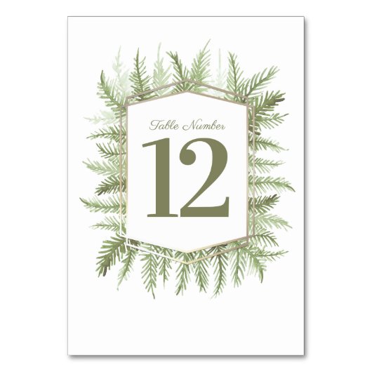 Winter groenblijvende pijnboomkunst bruiloft kaart (Voorkant)