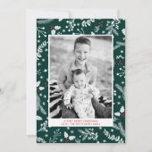 Winter groene bessen Kerstvakantie plat kaart (Voorkant)