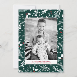 Winter groene bessen Kerstvakantie plat kaart