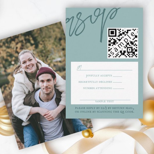 Winter Groene Bruiloft RSVP Kaart met QR Code