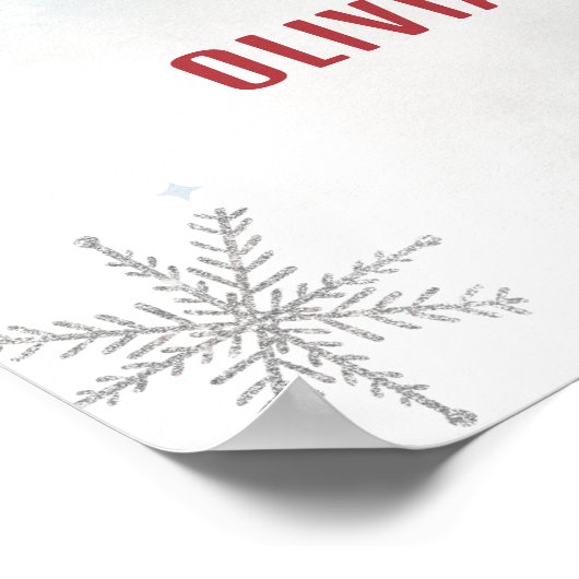 Winter groene dennen ijs sneeuwman welkom baby sho poster (Hoek)