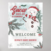 Winter groene dennen ijs sneeuwman welkom baby sho poster (Voorkant)