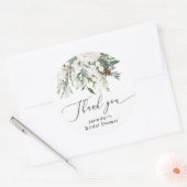 Winter groene dennenboom bruiloft feest ronde sticker (Envelop)