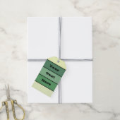 Winter Groene Gele Strepen Op Waterverf Papier Cadeaulabel (Met Touw)