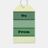 Winter Groene Gele Strepen Op Waterverf Papier Cadeaulabel (Achterkant)