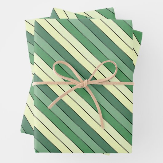 Winter Groene Gele Strepen Op Waterverf Papier Inpakpapier Vel (In situ)