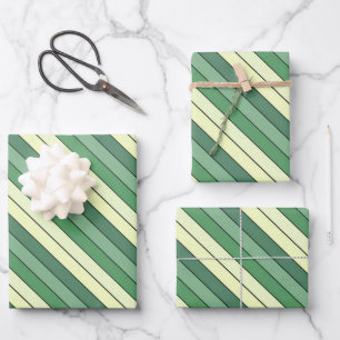 Winter Groene Gele Strepen Op Waterverf Papier Inpakpapier Vel