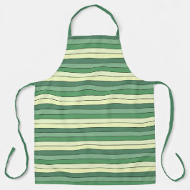 Winter Groene Gele Strepen Op Waterverf Papier Schort