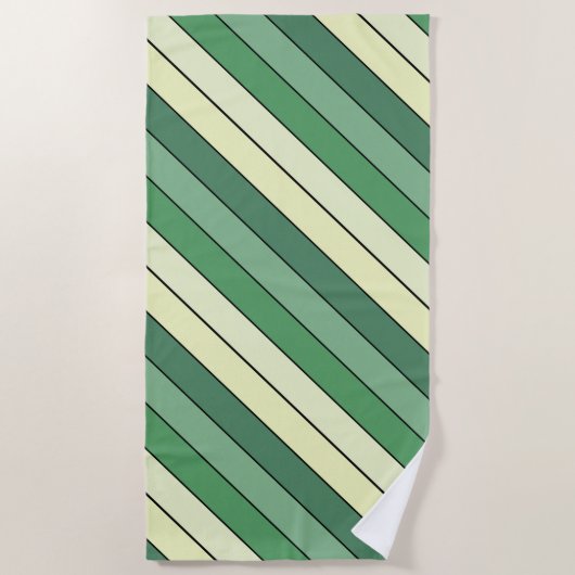 Winter Groene Gele Strepen Op Waterverf Papier Strandlaken (Voorkant)