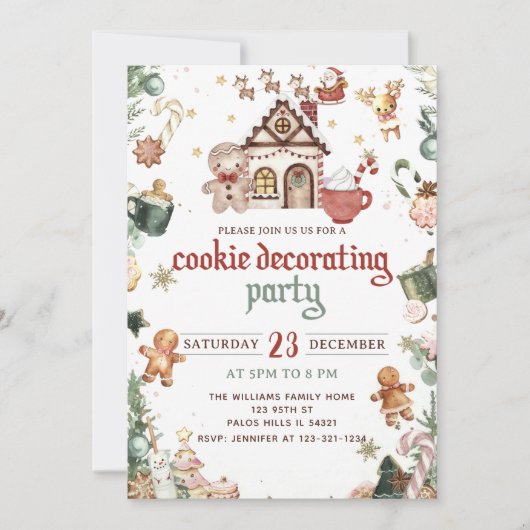 Winter Groene Kerst koekje decoreren feest Kaart (Voorkant)