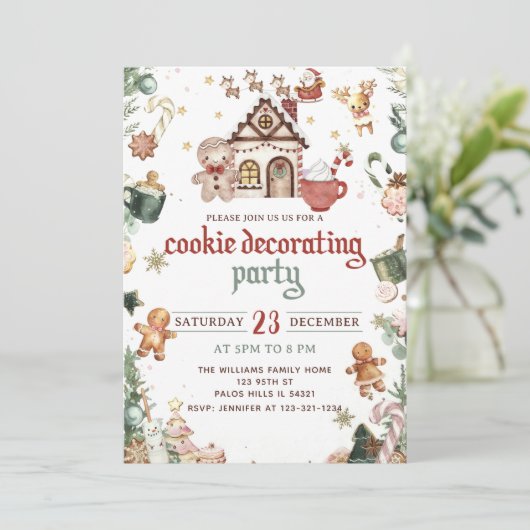 Winter Groene Kerst koekje decoreren feest Kaart (Staand voorkant)