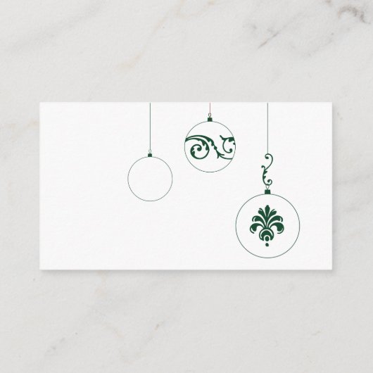 Winter Groene Kerstmis Bauble Wishing Well Informatiekaartje (Achterkant)