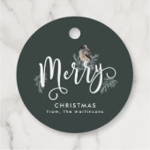 Winter Groene Kerstmis met Gezellige Vogelvakantie Bedankjes Labels (Achterkant)