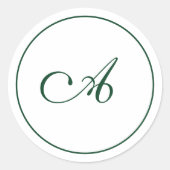 Winter Groene Monogram Bauble Kerstmis Ronde Sticker (Voorkant)