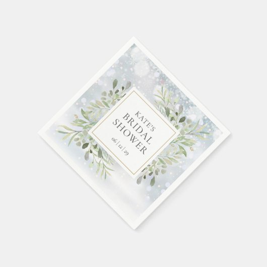 Winter groene waterverf bruiloftsborrel servet (Hoek)