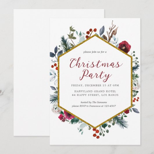 Winter Groenen Kerstfeest uitnodiging (Voorkant / Achterkant)