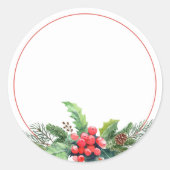 Winter Groener Boeket Blank Zelfgemaakte Jar Canni Ronde Sticker (Voorkant)