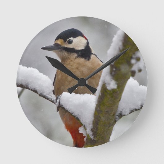 Winter Grote Bonte Specht Klok (Voorkant)