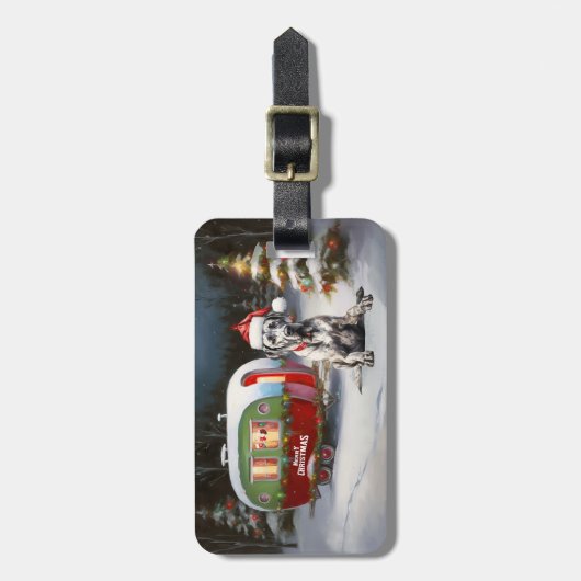 Winter Grote Deen Caravan Kerstavontuur Bagagelabel (Voorkant verticaal)