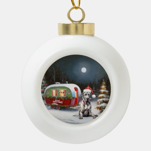 Winter Grote Deen Caravan Kerstavontuur Keramische Bal Ornament (Voorkant)