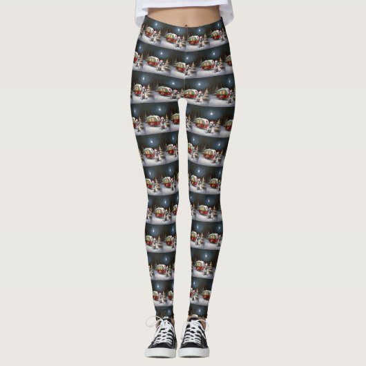 Winter Grote Deen Caravan Kerstavontuur Leggings (Voorkant)