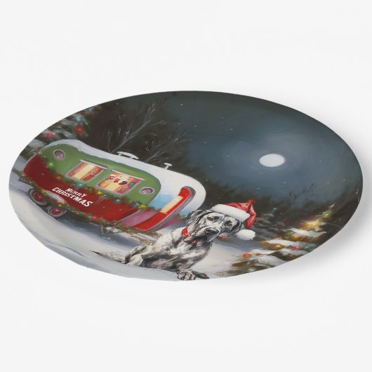 Winter Grote Deen Caravan Kerstavontuur Papieren Bordje (Gekanteld)