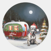 Winter Grote Deen Caravan Kerstavontuur Ronde Sticker (Voorkant)