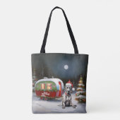 Winter Grote Deen Caravan Kerstavontuur Tote Bag (Achterkant)