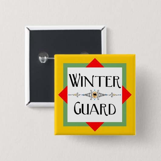 Winter Guard Gold Block Vierkante Button 5,1 Cm (Voorkant /achterkant)