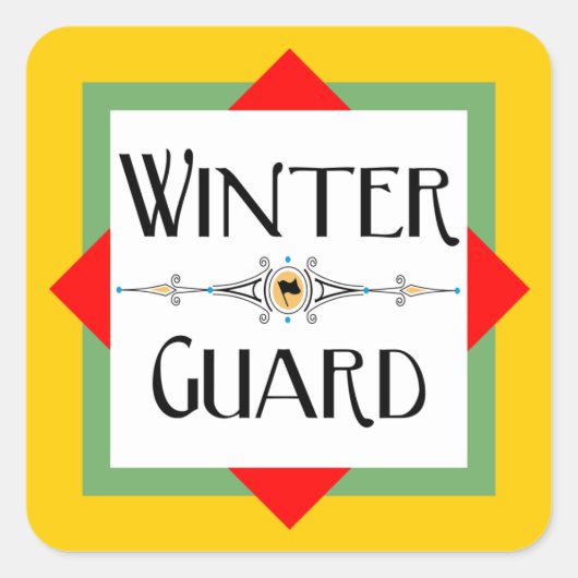 Winter Guard Goud Blok Keramisch Vierkante Sticker (Voorkant)