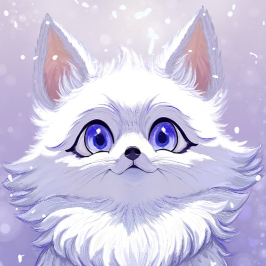 Winter Guardian :Whimsical Arctic Fox wildlife  Canvas Afdruk