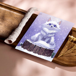 Winter Guardian :Whimsical Arctic Fox wildlife Foto Afdruk