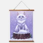 Winter Guardian: Whimsical Poolvos in het wild Hangend Wandkleed (Voorkant)
